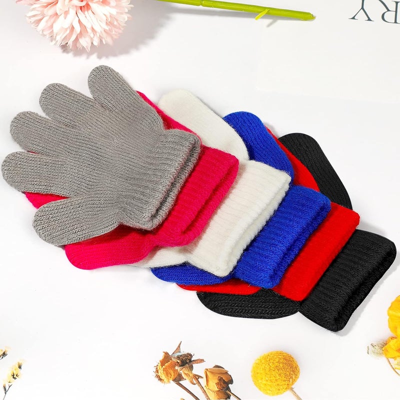 ONESING 6 Pair Baby Gloves Toddler Gloves Toddler Winter Gloves Kids Gloves Winter Stretchy Knit Gloves for Kids Boys Girls - Image 5